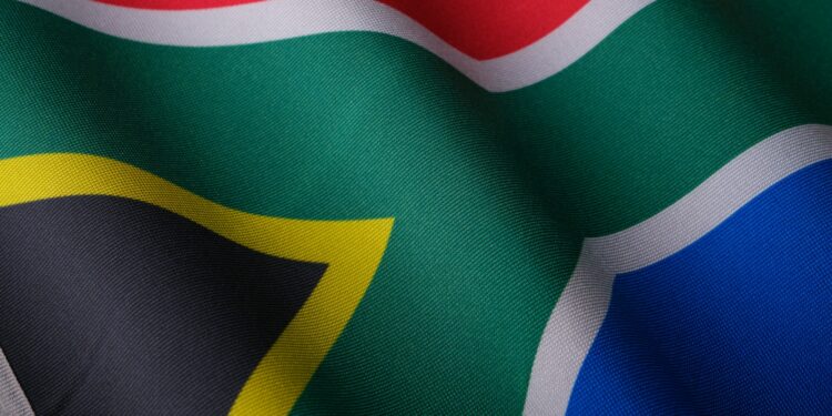 the flag of south africa is waving in the wind